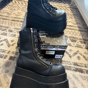 Demonia Bear 265 platform lace zip up combat boots